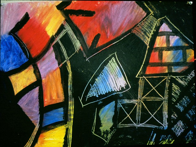 Monk 1989 oil pastel, acrylic on paper 22in x 30in approx