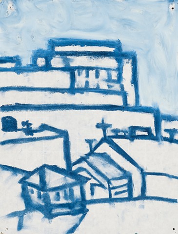 Baltimore Cityscape 2000 oil stick on paper 14in x 10in