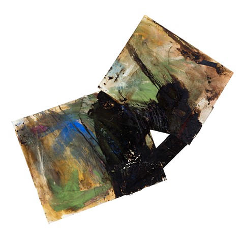 Franz Kline 2004 oil, dry pigment, roof tar, stained glass 69in x 40in longest to widest