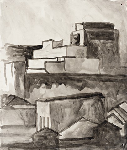 Baltimore Cityscape 2000 ink on paper 17in x 13in