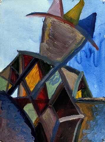 Harlequin 1995 acrylic on paper  30in x 22in approx