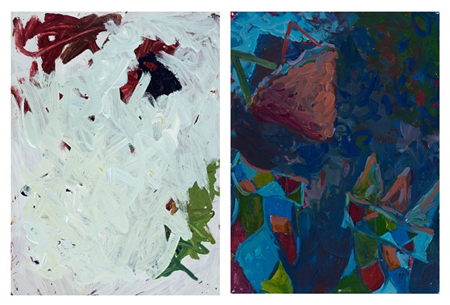 Harlequin Diptych 1997 acrylic on stonehenge 30in x 46in