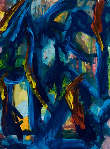 Before and After hell acrylic on Stonehenge 30in x 22in