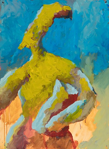 Woman with Vase 1998 acrylic on stonehenge 30in x 22in