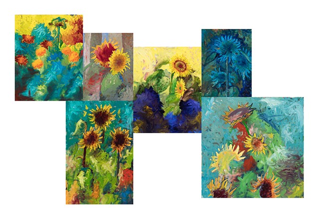 Sunflowers 2001 oil on canvas 66in x 102in