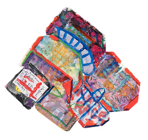 Psychosis Collage 2011 acrylic, sharpie on paper and cardboard 29in x 32in 