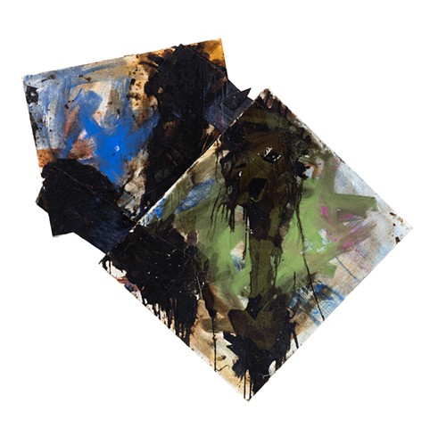 Franz Kline 2004 oil, dry pigment, roof tar, stained glass 58in x 35in longest to widest