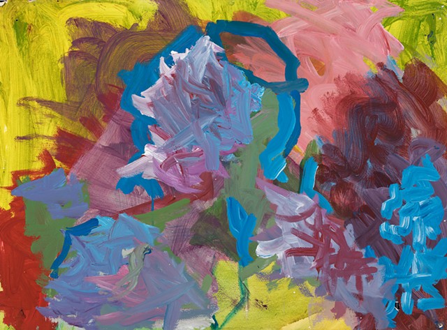 Attending 1997 acrylic on Stonehenge 22in x 30in