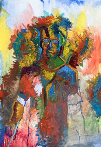 self portrait H & H Camping Building 1999 oil on canvas 60in x 42in