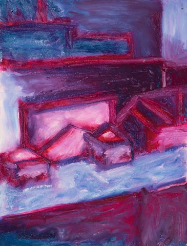 Baltimore Cityscape 2000 oil stick on paper 14in x 10in