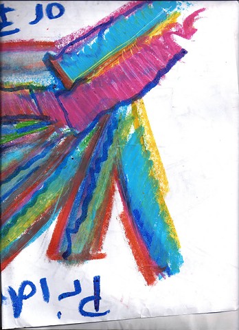 Discharge documents (Gay Pride) 2011 cray paper on paper 8.5 x 11