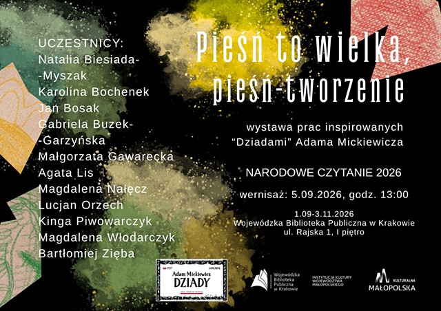 I am honored to be part of the exhibition for National Reading at the Public Library on Rajska Street in Krakow, Poland on September 5, 2026.