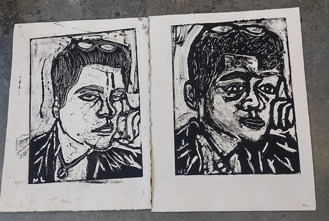 Self Portrait Monoprints