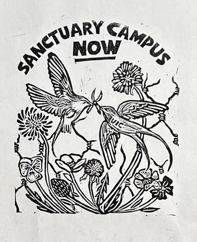 Sanctuary Campus Now Relief Print 