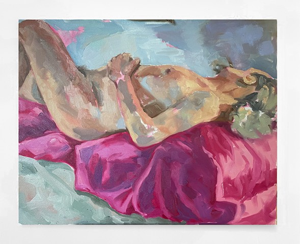 figure in pink 