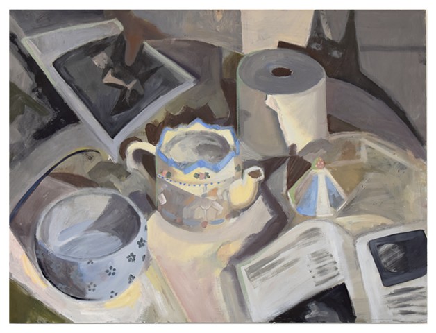 White Still Life with Dog
