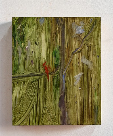 Red Cardinal on a Branch with a Hammock