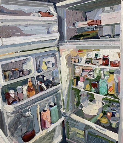 Fridge with orange juice