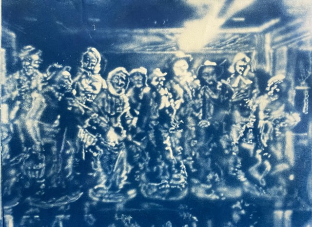 Shelf with porcelain figures