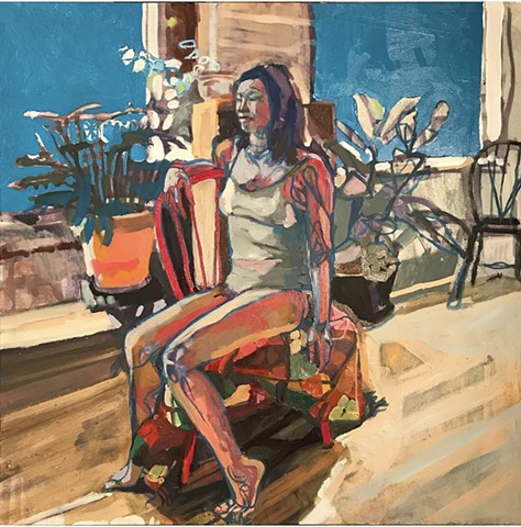 Linda in the red chair