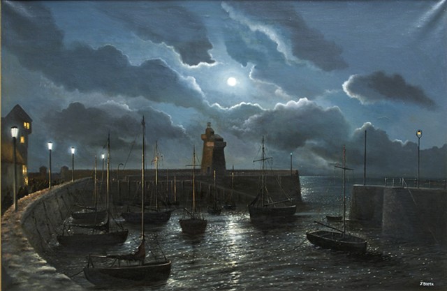 Lynmouth Harbor by Night
