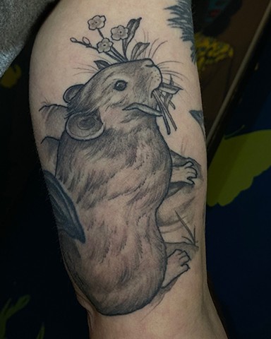 Pika and flowers