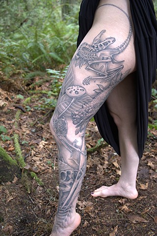 Outside dinosaur leg sleeve