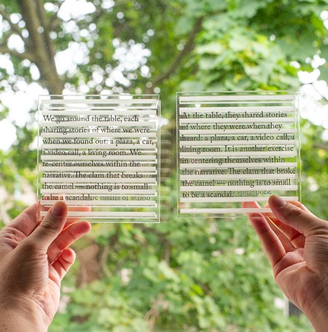 Two books of the set [bird calls from outside frame] and [sounds from another room] displayed side by side