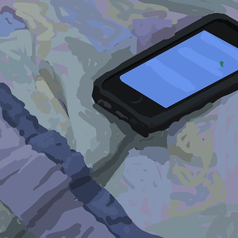 iPhone on Karen's Quilt at Night