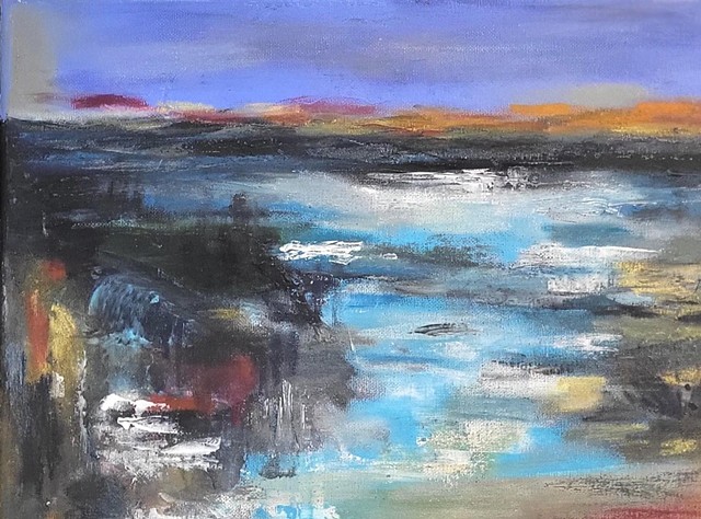 Abstract textural acrylic painting on canvas 