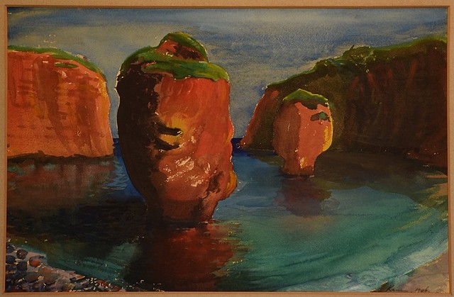 Coastal cliffs and boulders, 1946