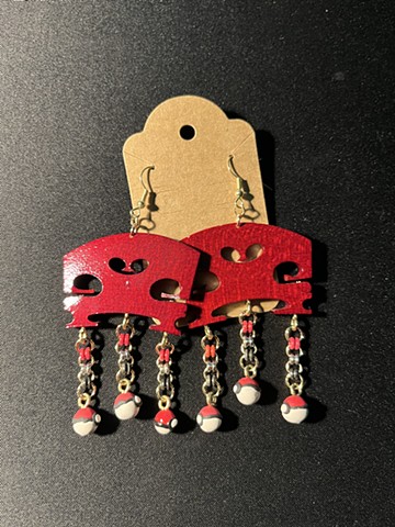 PokeBall Violin Bridge Earrings