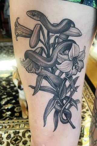 Snake and Lilies