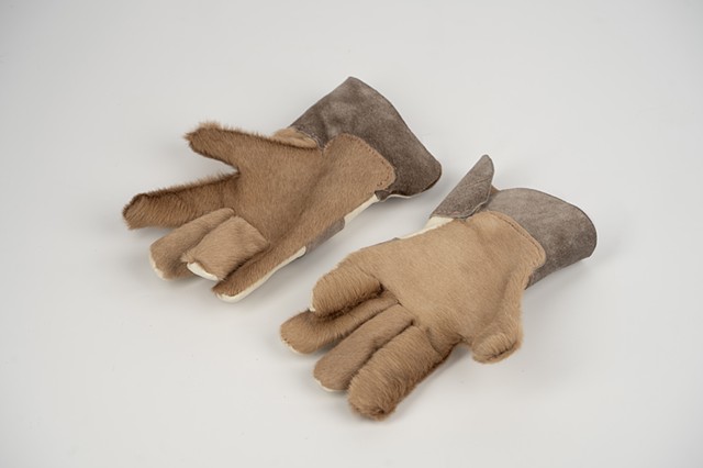 Cowhide hair on and Deerskin Work Gloves