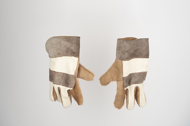 Cowhide hair on and Deerskin Work Gloves