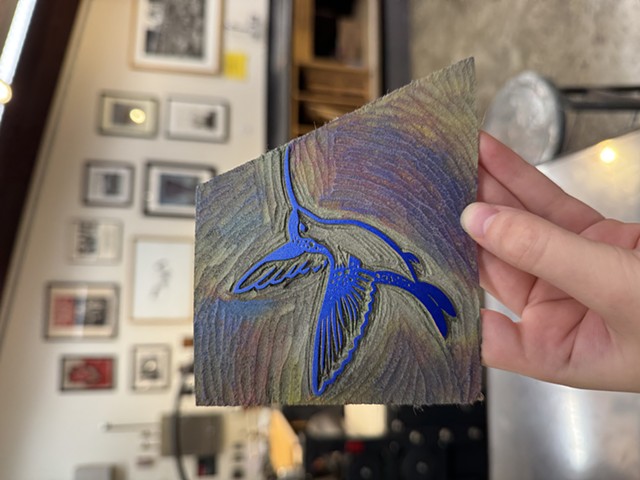 Inked linoleum block