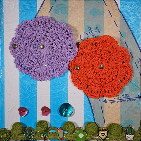 blue stripe doily