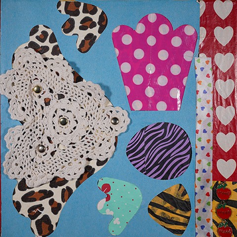 blue hearts doily dots