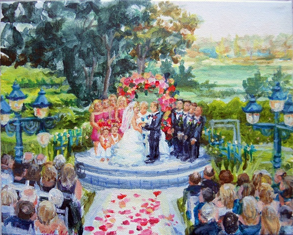 Kate and Ray's Wedding (small painting of ceremony, done from a photo)