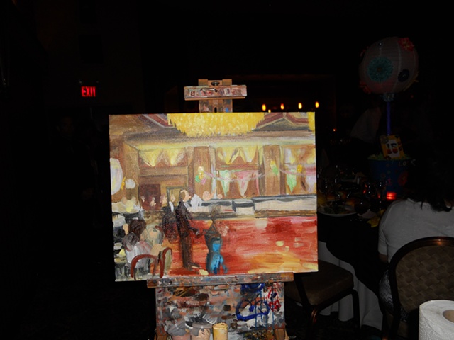 Background: painted mostly before guests arrived