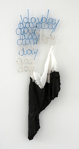 Sandra Eula Lee, The Walking Mountain (paved), electrical wire, work shirt, asphalt