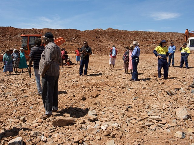 Yindjibarndi visit to bridge 13 to inspect destruction of sacred site. 