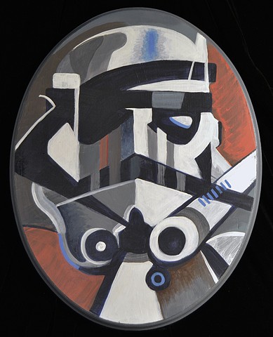 Stormtrooper 14" x 11" Acrylic on Wood Oval