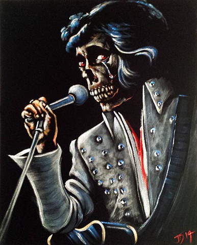 Velvet painting of Skull Elvis...skullvis