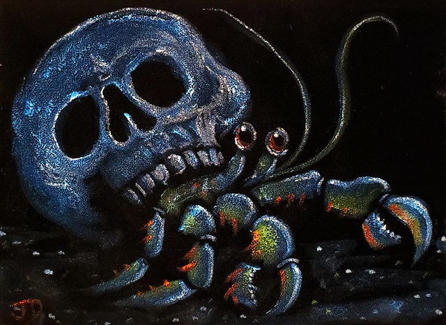 Velvet Painting of Spooky Sea Life