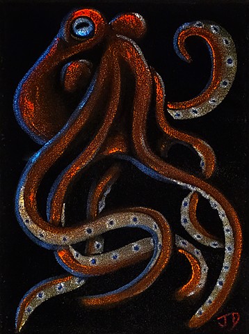 Velvet Painting of Spooky Sea Life