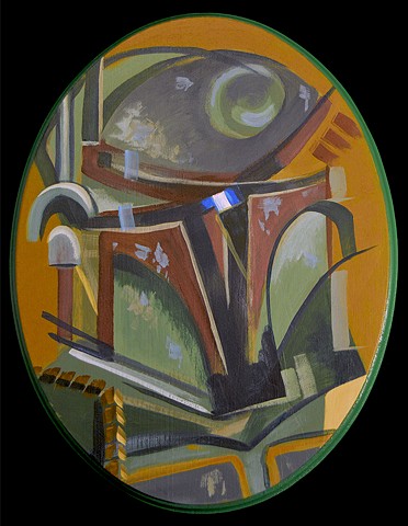 Boba Fett  14" x 11" Acrylic on Wood Oval
