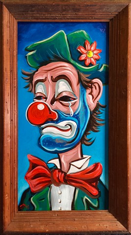 Painting of a Crying Evil Hobo Clown