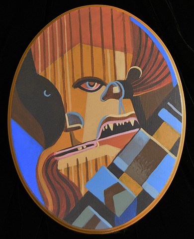 Chewbacca  14" x 11" Acrylic on Wood Oval