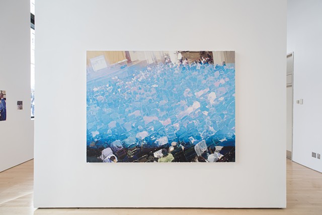 More Filled Seats Magnifies the Message, (Oil on linen, 63 X 84 inches, 2009).  Photo: Sam Drexler
